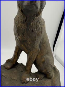 Antique Hubley singed german shepherd dog door stop book ends pair original #275