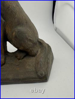 Antique Hubley singed german shepherd dog door stop book ends pair original #275