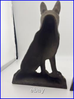 Antique Hubley singed german shepherd dog door stop book ends pair original #275 Antique Hubley singed german shepherd dog door stop book ends pair original #275