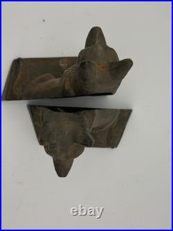 Antique Hubley singed german shepherd dog door stop book ends pair original #275