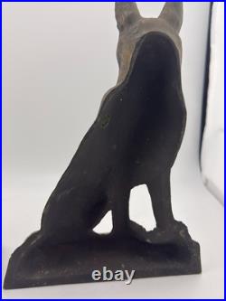 Antique Hubley singed german shepherd dog door stop book ends pair original #275