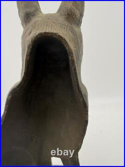 Antique Hubley singed german shepherd dog door stop book ends pair original #275