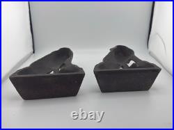Antique Hubley singed german shepherd dog door stop book ends pair original #275