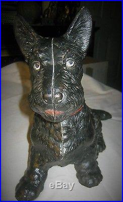 Antique Huge Hubley USA Scotty Dog Doorstop Cast Iron Statue Terrier Door Stop
