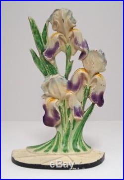Antique Iris Flower Cast Iron Hubley Doorstop Circa 1930