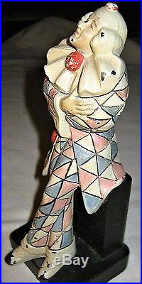 Antique Judd USA Cast Iron Clown Jester Harlequin Art Statue Toy Door Doorstop