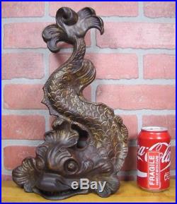 Antique KOI DEVIL FISH Cast Iron Figural Ornate Doorstop Decorative Art Statue