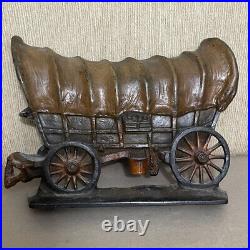 Antique Large Cast Iron Covered Wagon / Praire Schooner Doorstop