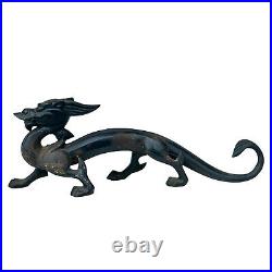 Antique Late Qing Dynasty Chinese Cast Iron Dragon Statue Doorstop