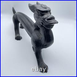Antique Late Qing Dynasty Chinese Cast Iron Dragon Statue Doorstop Black Bookend