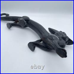 Antique Late Qing Dynasty Chinese Cast Iron Dragon Statue Doorstop Black Bookend