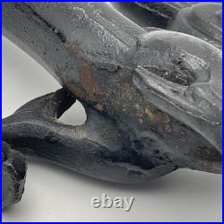 Antique Late Qing Dynasty Chinese Cast Iron Dragon Statue Doorstop Black Bookend