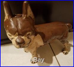 Antique Left Facing 10 Hubley Boston Terrier Cast Iron Dog Doorstop