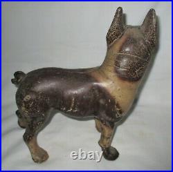 Antique Left Facing 10 Hubley USA 8 Lb. Boston Terrier Cast Iron Dog Doorstop