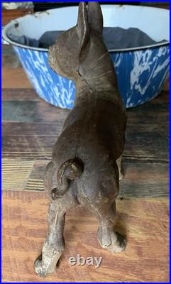 Antique Left Facing Cast Iron Boston Terrier Bull Dog Door Stop