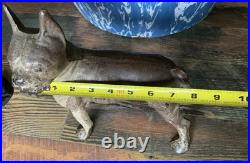 Antique Left Facing Cast Iron Boston Terrier Bull Dog Door Stop