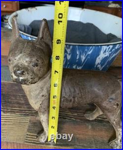 Antique Left Facing Cast Iron Boston Terrier Bull Dog Door Stop