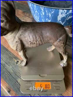 Antique Left Facing Cast Iron Boston Terrier Bull Dog Door Stop