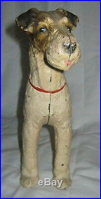 Antique Lg. Hubley Fox Terrier Cast Iron Dog Art Statue Sculpture Home Doorstop