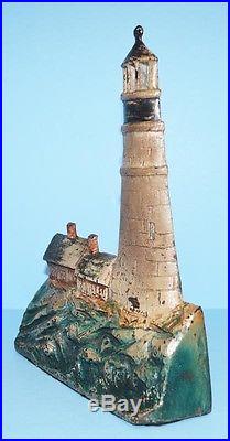 Antique Lighthouse Of Gloucester Cast Iron Doorstop Nautical Dated 1925