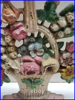 Antique Lillies of the Valley Flower Basket Door Stop Hubley Design # 189