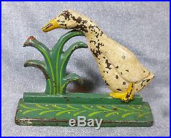 Antique Littco Products Duck with Beetle Cast Iron Doorstop