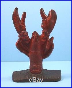 Antique Lobster Cast Iron Metal Art Figural Doorstop Nauctical