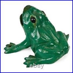 Antique Lot of 3 Polychrome Painted Cast Iron Figural Garden Frog Doorstops