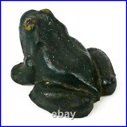 Antique Lot of 3 Polychrome Painted Cast Iron Figural Garden Frog Doorstops