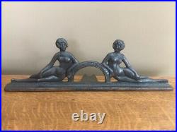 Antique Lovely Vintage Art Deco Cast Iron Bookends Doorstops Two Naked Ladies