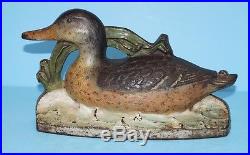 Antique Mallard Duck Hen on Water Hunting Decoy Cast Iron Doorstop Judd Co