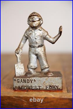 Antique Mining Miner door stop cast iron industrial figure paper weight vintage Antique Mining Miner door stop cast iron industrial figure paper weight vintage