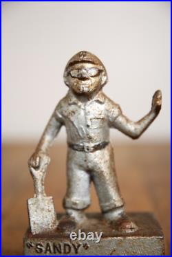 Antique Mining Miner door stop cast iron industrial figure paper weight vintage Antique Mining Miner door stop cast iron industrial figure paper weight vintage