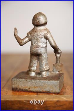 Antique Mining Miner door stop cast iron industrial figure paper weight vintage Antique Mining Miner door stop cast iron industrial figure paper weight vintage