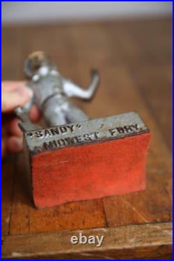 Antique Mining Miner door stop cast iron industrial figure paper weight vintage Antique Mining Miner door stop cast iron industrial figure paper weight vintage