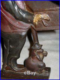 Antique Monkey Music Man Organ Grinder Cast Iron Art Statue Weight Doorstop