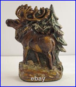 Antique Moose In Forest Cast Iron Doorstop Andirondack Cabin Wildlife Folk Art Antique Moose In Forest Cast Iron Doorstop Andirondack Cabin Wildlife Folk Art