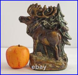 Antique Moose In Forest Cast Iron Doorstop Andirondack Cabin Wildlife Folk Art Antique Moose In Forest Cast Iron Doorstop Andirondack Cabin Wildlife Folk Art