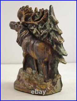 Antique Moose In Forest Cast Iron Doorstop Andirondack Cabin Wildlife Folk Art Antique Moose In Forest Cast Iron Doorstop Andirondack Cabin Wildlife Folk Art