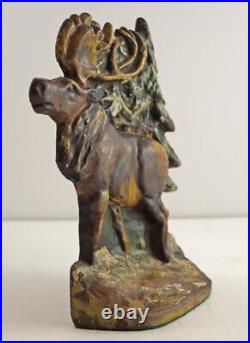 Antique Moose In Forest Cast Iron Doorstop Andirondack Cabin Wildlife Folk Art Antique Moose In Forest Cast Iron Doorstop Andirondack Cabin Wildlife Folk Art