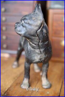 Antique Old Art Deco Cast Iron Boxer Boston Terrier French Bulldog Doorstop