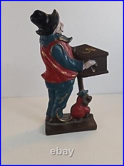 Antique Organ Grinder Monkey Cast Iron Figural Door Stop Decorative Art Statue