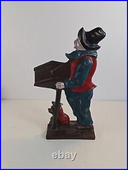 Antique Organ Grinder Monkey Cast Iron Figural Door Stop Decorative Art Statue