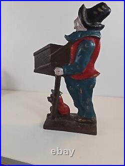 Antique Organ Grinder Monkey Cast Iron Figural Door Stop Decorative Art Statue