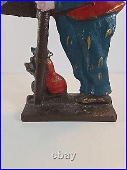 Antique Organ Grinder Monkey Cast Iron Figural Door Stop Decorative Art Statue