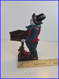 Antique Organ Grinder Monkey Cast Iron Figural Door Stop Decorative Art Statue