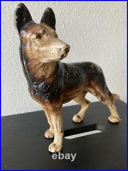 Antique Original Cast Iron Littco Products Standing German Shepherd Dog Doorstop