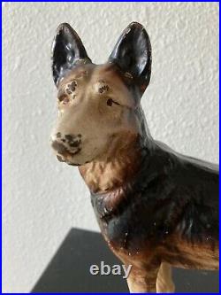 Antique Original Cast Iron Littco Products Standing German Shepherd Dog Doorstop