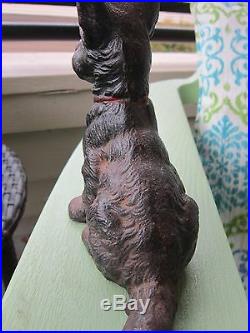 Antique Original Hubley Black Cast Iron Scottie Dog Art Statue Doorstop