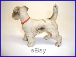 Antique Original Hubley Solid Cast Iron Fox Terrier Dog Bookend Doorstop, Small